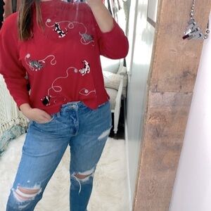 Vintage embroidered cats sweater size small petite